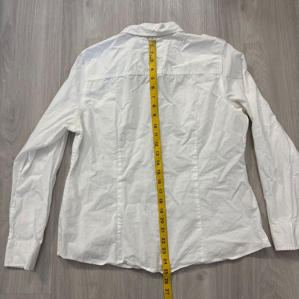 Tommy Hilfiger Womens Shirt White Button Down Utility Gold Buttons Epaulets XL - Picture 10 of 16